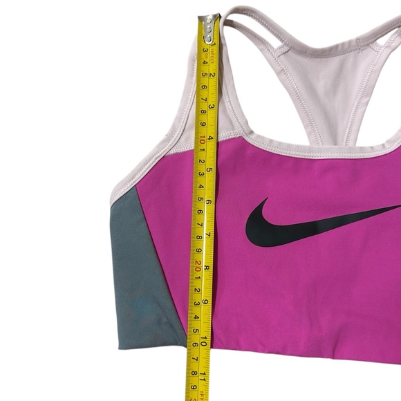 Nike Swoosh Women’s Active Fuchsia Grey White Athletic Sports Bra Size Medium - Picture 2 of 5